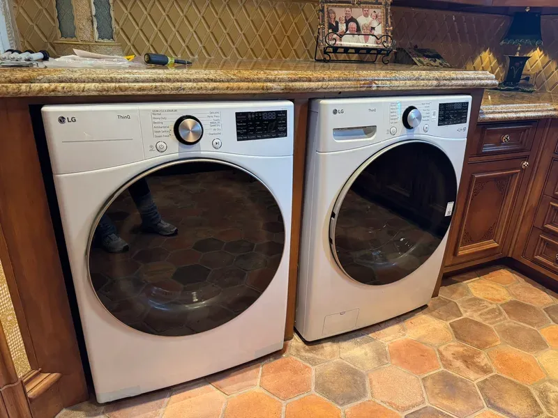 Washer and dryer pair ready for service